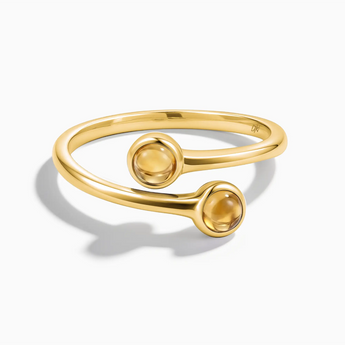 18KT Yellow Gold Vermeil Double Cabochon Citrine Ring - Twins Collection Front View