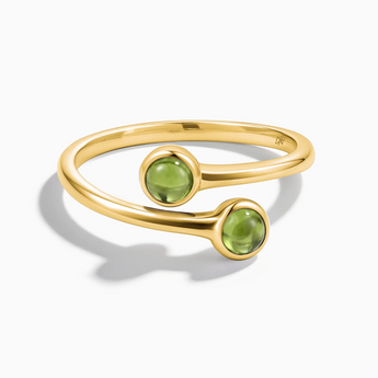 18KT Yellow Gold Vermeil Double Cabochon Peridot Ring - Twins Collection Front View
