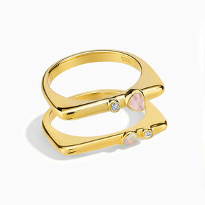 18KT Yellow Gold Vermeil Dreamy Blush Stacking Ring Set - Celeste Stories Front View