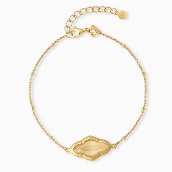 18KT Yellow Gold Vermeil Flower Citrine Bezel Bracelet - Retro Charm Front View