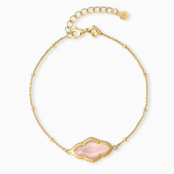 18KT Yellow Gold Vermeil Flower Morganite Bezel Bracelet - Retro Charm Front View