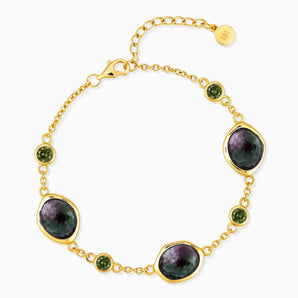 18KT Yellow Gold Vermeil Freeform Alexandrite Bracelet - Luminous Cadence Front View