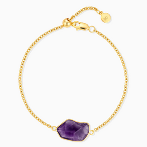 18KT Yellow Gold Vermeil Freeform Amethyst Bezel Bracelet - Wild Crest Front View