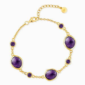 18KT Yellow Gold Vermeil Freeform Amethyst Bracelet - Luminous Cadences Front View
