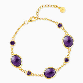 18KT Yellow Gold Vermeil Freeform Amethyst Bracelet - Luminous Cadences Front View