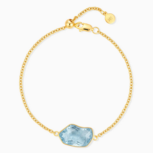 18KT Yellow Gold Vermeil Freeform Aquamarine Bezel Bracelet - Wild Crest Front View