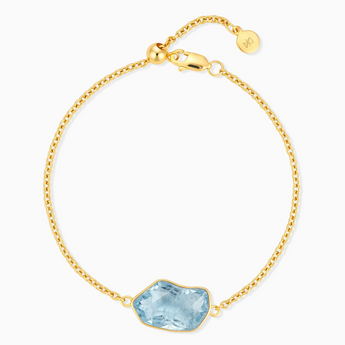 18KT Yellow Gold Vermeil Freeform Aquamarine Bezel Bracelet - Wild Crest Front View
