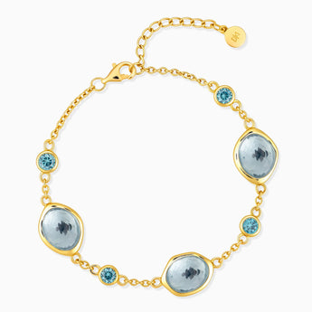 18KT Yellow Gold Vermeil Freeform Aquamarine Bracelet - Luminous Cadences Front View