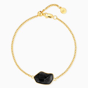 18KT Yellow Gold Vermeil Freeform Black Onyx Bezel Bracelet - Wild Crest Front View