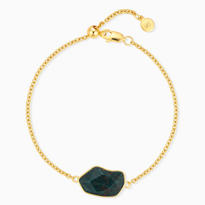 18KT Yellow Gold Vermeil Freeform Bloodstone Bezel Bracelet - Wild Crest Front View