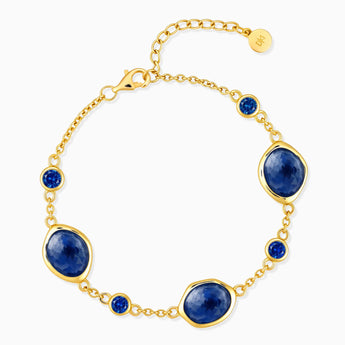 18KT Yellow Gold Vermeil Freeform Blue Sapphire Bracelet - Luminous Cadences Front View