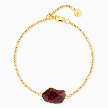18KT Yellow Gold Vermeil Freeform Garnet Bezel Bracelet - Wild Crest Front View