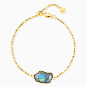 18KT Yellow Gold Vermeil Freeform Labradorite Bezel Bracelet - Wild Crest Front View