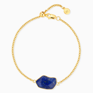 18KT Yellow Gold Vermeil Freeform Lapis Lazuli Bezel Bracelet - Wild Crest Front View
