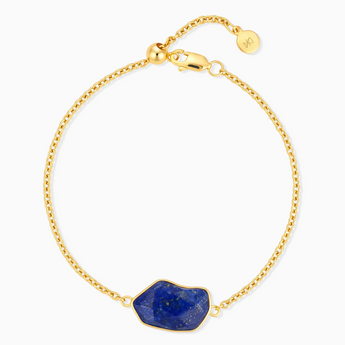 18KT Yellow Gold Vermeil Freeform Lapis Lazuli Bezel Bracelet - Wild Crest Front View