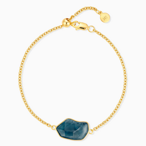 18KT Yellow Gold Vermeil Freeform London Blue Topaz Bezel Bracelet - Wild Crest Front View