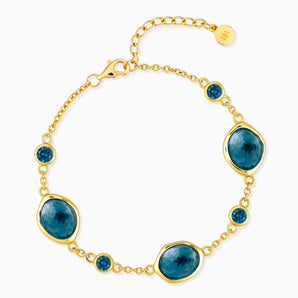 18KT Yellow Gold Vermeil Freeform London Blue Topaz Bracelet - Luminous Cadence Front View