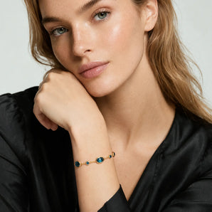 18KT Yellow Gold Vermeil Freeform London Blue Topaz Bracelet - Luminous Cadences Model Shot