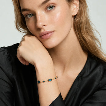 18KT Yellow Gold Vermeil Freeform London Blue Topaz Bracelet - Luminous Cadences Model Shot