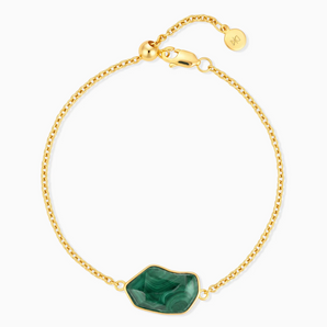 18KT Yellow Gold Vermeil Freeform Malachite Bezel Bracelet - Wild Crest Front View