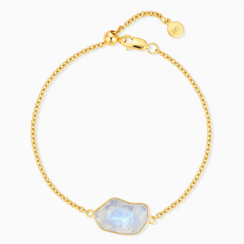 18KT Yellow Gold Vermeil Freeform Moonstone Bezel Bracelet - Wild Crest Front View