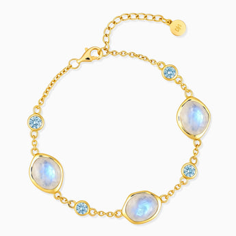 18KT Yellow Gold Vermeil Freeform Moonstone Bracelet - Luminous Cadence Front View