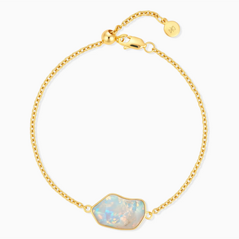 18KT Yellow Gold Vermeil Freeform Opal Bezel Bracelet - Wild Crest Front View