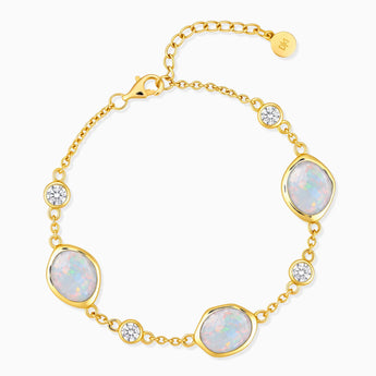 18KT Yellow Gold Vermeil Freeform Opal Bracelet - Luminous Cadences Front View