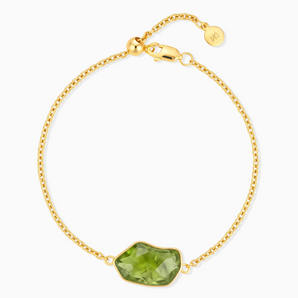 18KT Yellow Gold Vermeil Freeform Peridot Bezel Bracelet - Wild Crest Front View