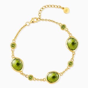 18KT Yellow Gold Vermeil Freeform Peridot Bracelet - Luminous Cadences Front View