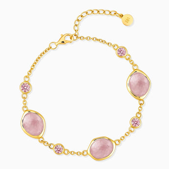 18KT Yellow Gold Vermeil Freeform Rose Quartz Bracelet - Luminous Cadences Front View