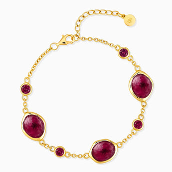 18KT Yellow Gold Vermeil Freeform Ruby Bracelet - Luminous Cadence Front View