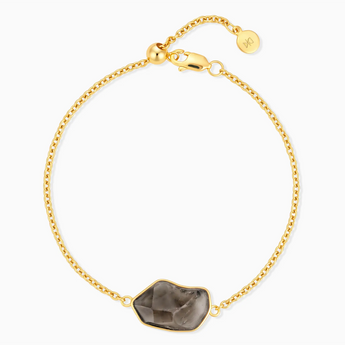 18KT Yellow Gold Vermeil Freeform Smoky Quartz Bezel Bracelet - Wild Crest Front View