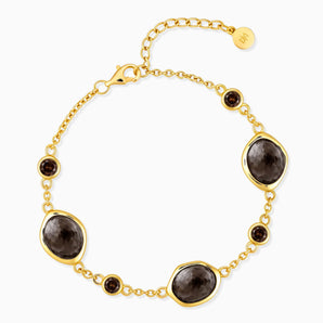 18KT Yellow Gold Vermeil Freeform Smoky Quartz Bracelet - Luminous Cadences Front View