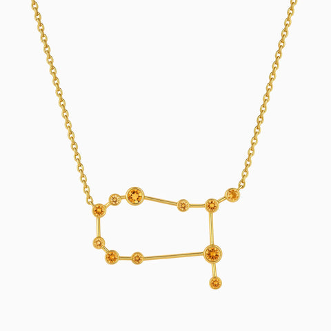 18KT Yellow Gold Vermeil Gemini Zodiac Constellation Necklace - Citrine Front View