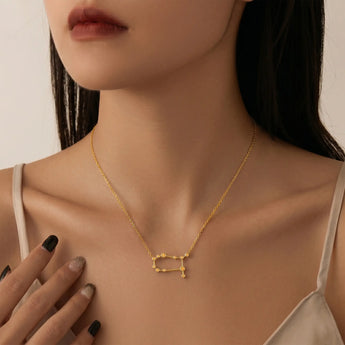 18KT Yellow Gold Vermeil Gemini Zodiac Constellation Necklace - Citrine Model Shot
