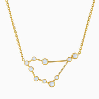 18KT Yellow Gold Vermeil Gemini Zodiac Constellation Necklace - Moonstone Front View