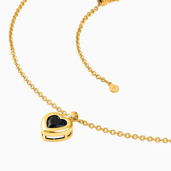 18KT Yellow Gold Vermeil Heart Black Onyx Bezel Necklace - Love Shelter Side View