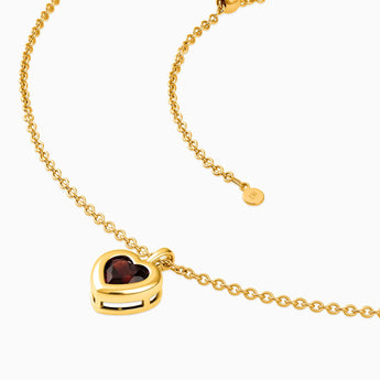 18KT Yellow Gold Vermeil Heart Garnet Bezel Necklace - Love Shelter Side View