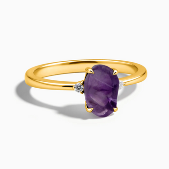 18KT Yellow Gold Vermeil Irregular Amethyst Ring - Raw Aura Front View