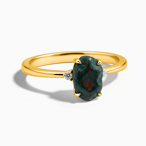 18KT Yellow Gold Vermeil Irregular Bloodstone Ring - Raw Aura Front View