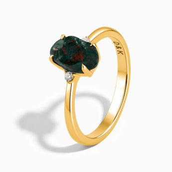 18KT Yellow Gold Vermeil Irregular Bloodstone Ring - Raw Aura Side View