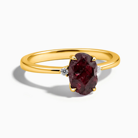 18KT Yellow Gold Vermeil Irregular Garnet Ring - Raw Aura Front View