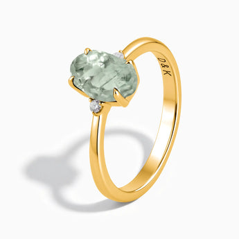 18KT Yellow Gold Vermeil Irregular Green Amethyst Ring - Raw Aura Side View