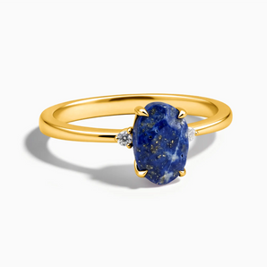 18KT Yellow Gold Vermeil Irregular Lapis Lazuli Ring - Raw Aura Front View