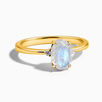 18KT Yellow Gold Vermeil Irregular Moonstone Ring - Raw Aura Front View