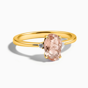 18KT Yellow Gold Vermeil Irregular Morganite Ring - Raw Aura Front View
