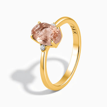18KT Yellow Gold Vermeil Irregular Morganite Ring - Raw Aura Side View