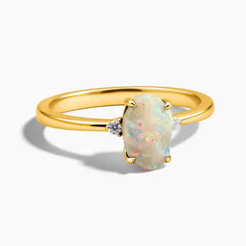 18KT Yellow Gold Vermeil Irregular Opal Ring - Raw Aura Front View