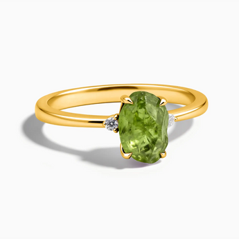 18KT Yellow Gold Vermeil Irregular Peridot Ring - Raw Aura Front View